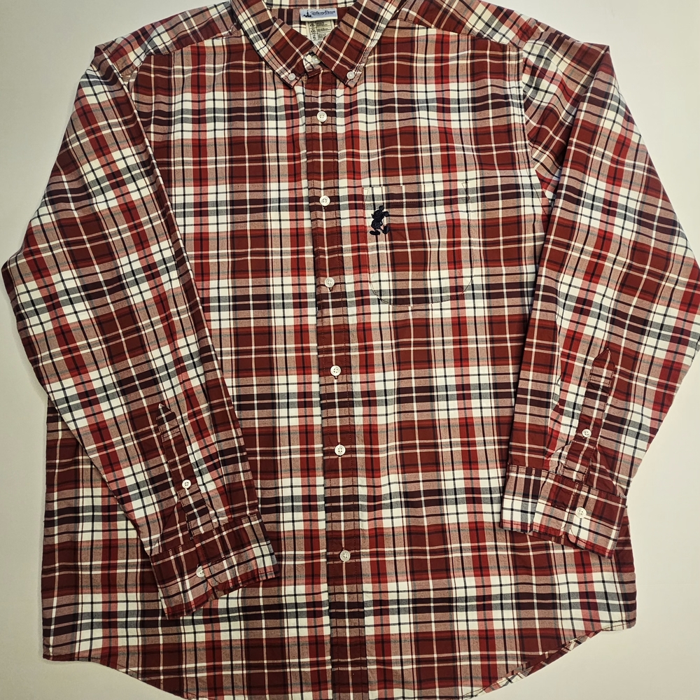Disney Parks Authentic Mens Long Sleeves Dress Shirt Seamless Pocket w/ Buttons